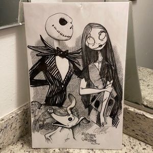 Jack & Sally charcoal drawing